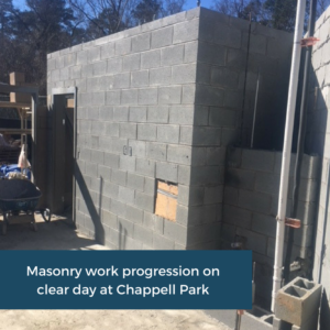 Masonry Work On Site at Chappell Park | Emory University | Cooper and Company General Contractors | Atlanta, GA