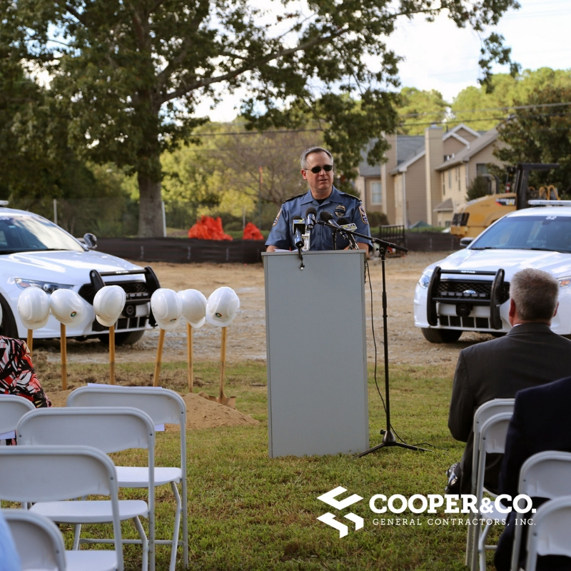 Cheif Ayers speaks at Groundbreaking for Bay Creek Police | Gwinnett County Government | Cooper & Company | Grayson, GA